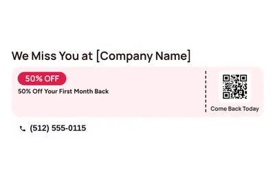 Modern · Coupon: We Miss You at [Company Name]