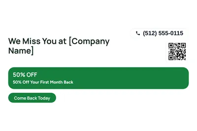 Modern · Offer Menu: We Miss You at [Company Name]