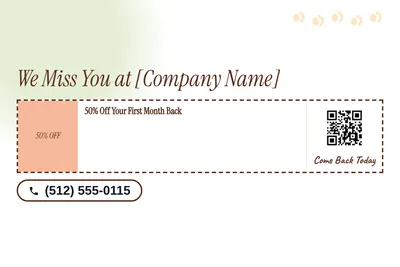 Soft watercolour · Coupon: We Miss You at [Company Name]