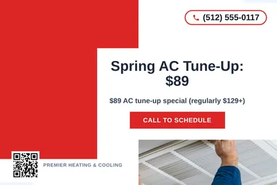 Bold Color Block · Corner Accent: Spring AC Tune-Up: $89