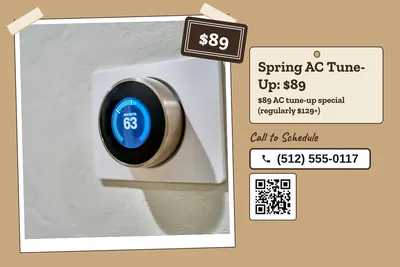 Kraft and stamp · Photo Hero: Spring AC Tune-Up: $89