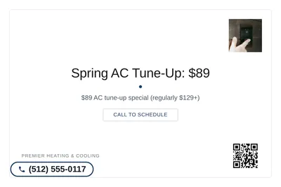 Minimal White · Card Inset: Spring AC Tune-Up: $89