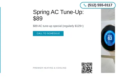 Minimal White · Left-Aligned Editorial: Spring AC Tune-Up: $89
