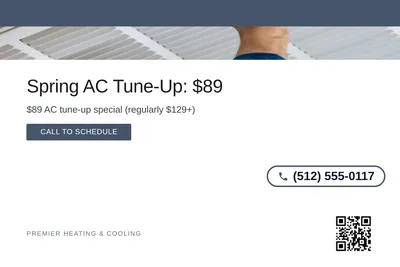 Minimal White · Top Bar: Spring AC Tune-Up: $89