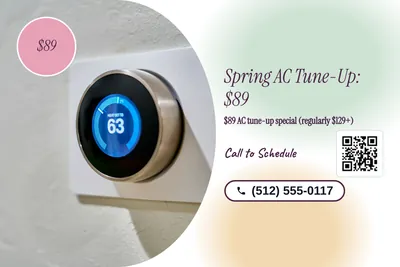 Soft watercolour · Photo Hero: Spring AC Tune-Up: $89