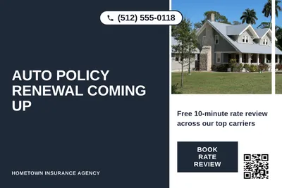 Bold Color Block · Vertical Split: Auto Policy Renewal Coming Up