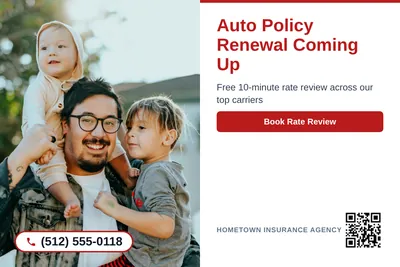 Clean Photo · Photo Left, Text Right: Auto Policy Renewal Coming Up