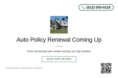 Minimal White · Centered Elegant: Auto Policy Renewal Coming Up