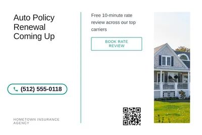 Minimal White · Split Vertical: Auto Policy Renewal Coming Up