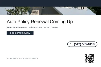 Minimal White · Top Bar: Auto Policy Renewal Coming Up