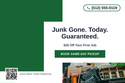 Bold Color Block · Corner Accent: Junk Gone. Today. Guaranteed.