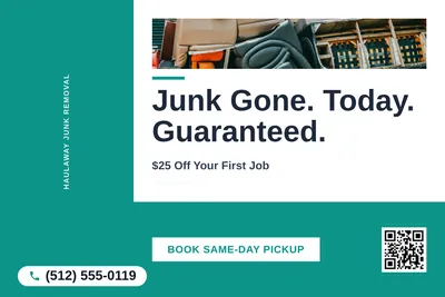 Bold Color Block · L-Shape Block: Junk Gone. Today. Guaranteed.
