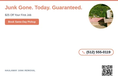 Clean Photo · Circle Photo Accent: Junk Gone. Today. Guaranteed.