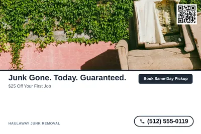 Clean Photo · Photo Top, Text Bottom: Junk Gone. Today. Guaranteed.