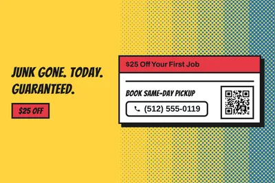 Comic pop · Checklist: Junk Gone. Today. Guaranteed.