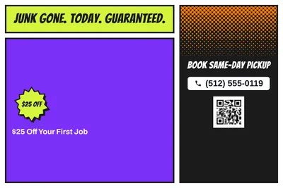 Comic pop · Offer Menu: Junk Gone. Today. Guaranteed.