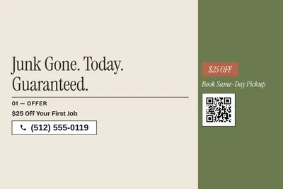 Contemporary · Checklist: Junk Gone. Today. Guaranteed.