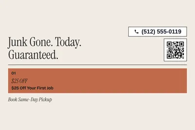 Contemporary · Offer Menu: Junk Gone. Today. Guaranteed.
