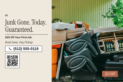 Contemporary · Photo Hero: Junk Gone. Today. Guaranteed.