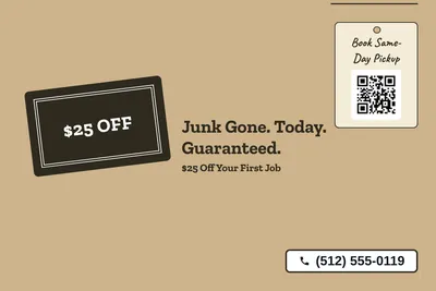 Kraft and stamp · Big Offer: Junk Gone. Today. Guaranteed.