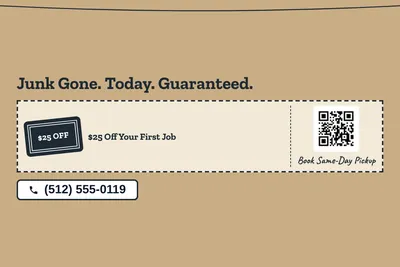 Kraft and stamp · Coupon: Junk Gone. Today. Guaranteed.