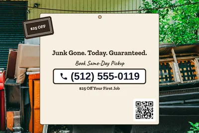 Kraft and stamp · Phone Billboard: Junk Gone. Today. Guaranteed.