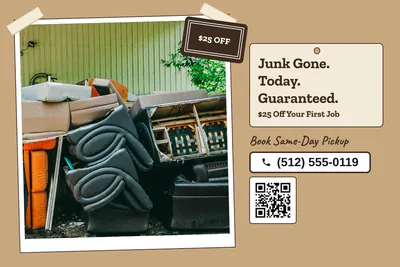 Kraft and stamp · Photo Hero: Junk Gone. Today. Guaranteed.