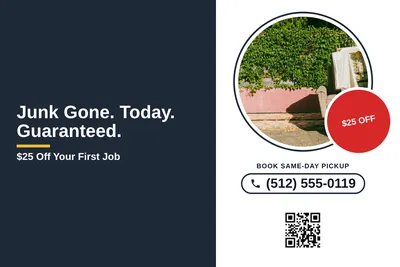 Local Offer · Split Panel: Junk Gone. Today. Guaranteed.