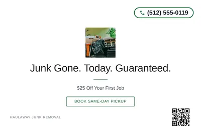 Minimal White · Centered Elegant: Junk Gone. Today. Guaranteed.