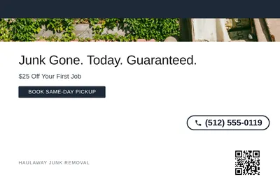Minimal White · Top Bar: Junk Gone. Today. Guaranteed.