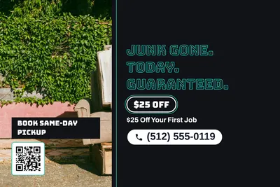 Neon night · Split: Junk Gone. Today. Guaranteed.