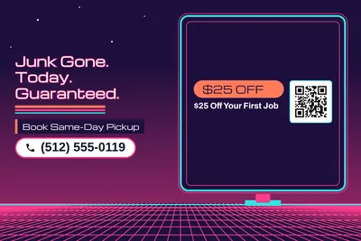 Synthwave · Checklist: Junk Gone. Today. Guaranteed.