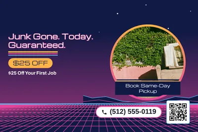 Synthwave · Photo Frame: Junk Gone. Today. Guaranteed.