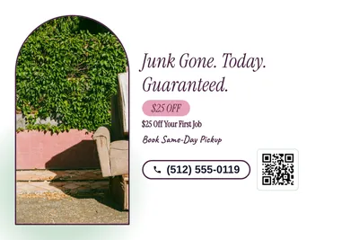 Soft watercolour · Checklist: Junk Gone. Today. Guaranteed.