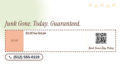 Soft watercolour · Coupon: Junk Gone. Today. Guaranteed.