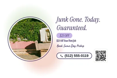 Soft watercolour · Photo Frame: Junk Gone. Today. Guaranteed.