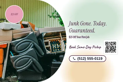 Soft watercolour · Photo Hero: Junk Gone. Today. Guaranteed.