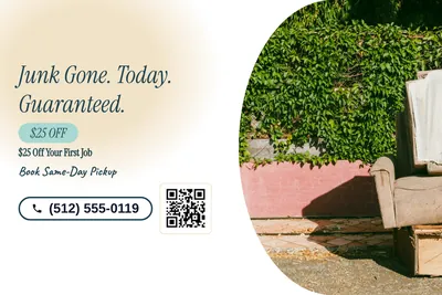 Soft watercolour · Split: Junk Gone. Today. Guaranteed.