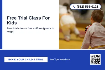 Bold Color Block · Bottom Bar: Free Trial Class For Kids