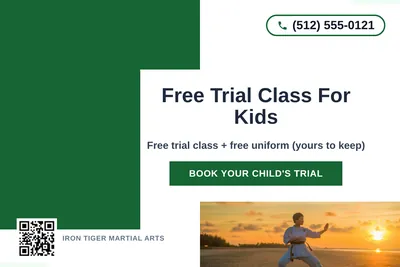 Bold Color Block · Corner Accent: Free Trial Class For Kids
