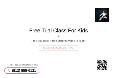 Minimal White · Card Inset: Free Trial Class For Kids