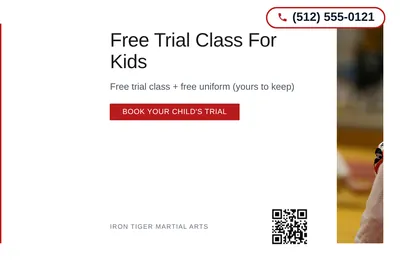 Minimal White · Left-Aligned Editorial: Free Trial Class For Kids
