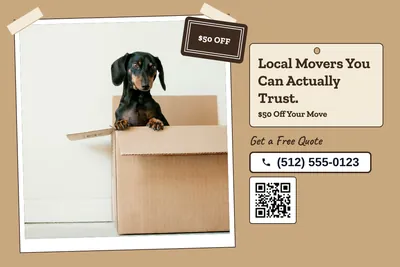 Kraft and stamp · Photo Hero: Local Movers You Can Actually Trust.