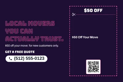 Neon night · Coupon: Local Movers You Can Actually Trust.