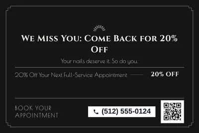 Art deco · Offer Menu: We Miss You: Come Back for 20% Off