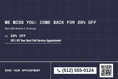 Blueprint · Offer Menu: We Miss You: Come Back for 20% Off