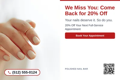 Clean Photo · Photo Left, Text Right: We Miss You: Come Back for 20% Off