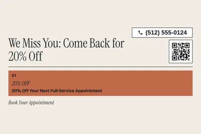 Contemporary · Offer Menu: We Miss You: Come Back for 20% Off