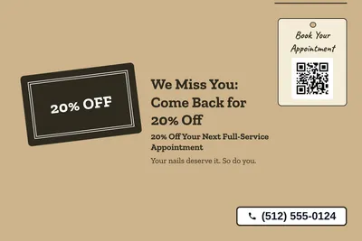 Kraft and stamp · Big Offer: We Miss You: Come Back for 20% Off
