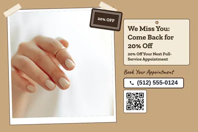 Kraft and stamp · Photo Hero: We Miss You: Come Back for 20% Off